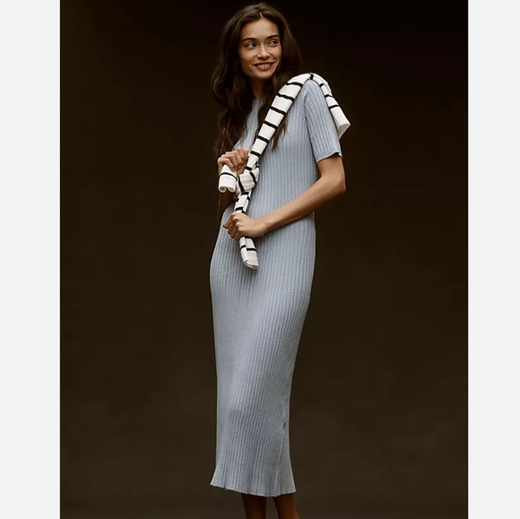 Varley Maeve Ribbed Dress in Ashley Blue XXS NWT - Picture 4 of 13